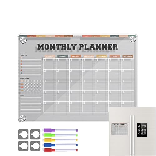 Magnetisches Whiteboard für Kühlschrank, Kühlschrank | Wiederverwendbare Kühlschrank-Kalenderplatte - 12 x 9 in einer klaren Acryl-Nachricht, Notizblock-Planer für Kühlschrank p von Generic