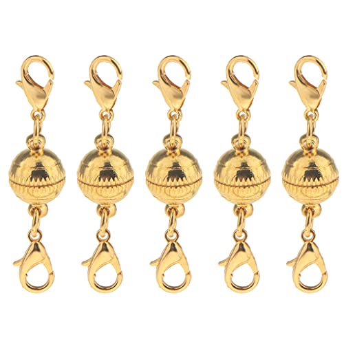 Magnetverschlüsse für Schmuck, 10 mm, für Schmuck, Halsketten, mit doppelseitigem Karabinerverschluss, 5 Stück (Gold) von Generic