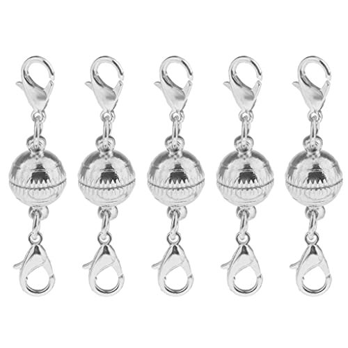 Magnetverschlüsse für Schmuck, 10 mm, für Schmuck, Halsketten, mit doppelseitigem Karabinerverschluss, 5 Stück (Silber) von Generic
