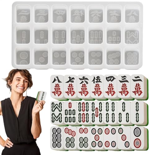 Mahjong Fliesenform, Mahjong-Form, Schokoladenformen, chinesische Mahjong-Fliesenform, Gießformen aus Domino-Harz, zum Backen von Epoxid-Kerzen-Ton von Generic
