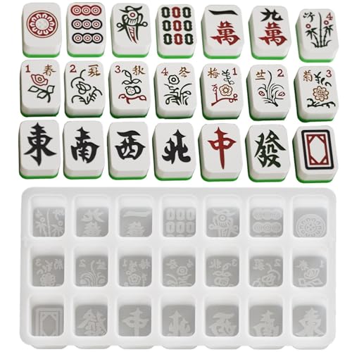 Mahjong Fliesenform,Mahjong Form | Tonformen | Epoxidharz Gießformen aus Silikon für chinesische Mahjong für Schokoladeneisschale von Generic