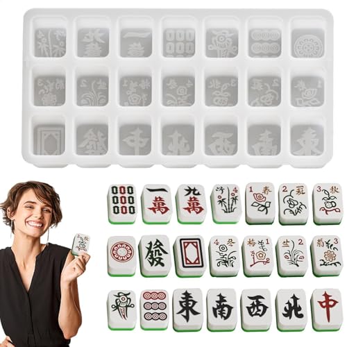 Mahjong-Silikonformen für Epoxidharz,Mahjong-Silikonformen für Harz - Tonformen,Chinesische Mahjong Fliesen Form Domino Harz Gießformen für Epoxy Kerze Ton Backen von Generic