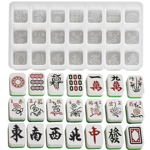 Mahjong Silikonformen für Harz, Mahjong-Fliesenform, Dominosteinguss, chinesische Mahjong-Fliesenform, Domino-Harz-Gießformen zum Backen von Ton von Generic