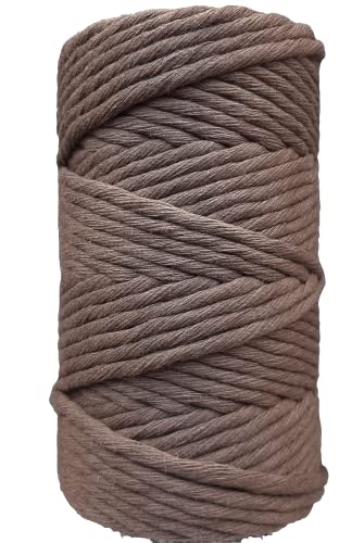 Makramee Garn. Baumwollgarn Kordel. 100% Natur Baumwoll-Kordel. Perfekt für Basteln, DIY, Handwerk & Stricken. 100% Natur Baumwollgarn, Dicke Macrame Cord (Braun, 5mm/100m) von Generic