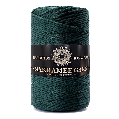 Makramee Garn. Baumwollgarn Kordel. 100% Natur Baumwoll-Kordel. Perfekt für Basteln, DIY, Handwerk & Stricken. 100% Natur Baumwollgarn, Dicke Macrame Cord (Grün, 3mm/200m) von Generic