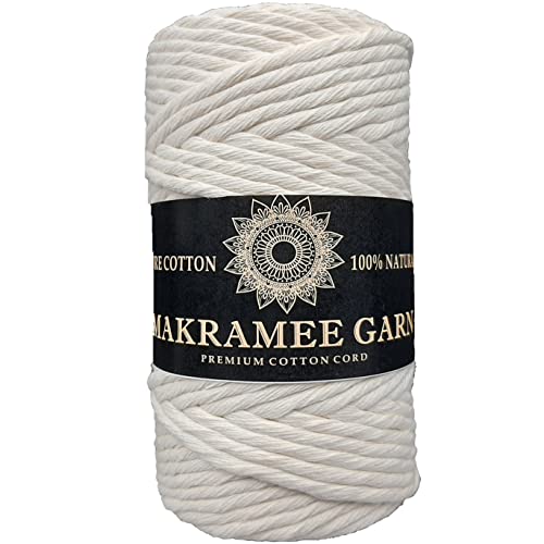 Makramee Garn. Baumwollgarn Kordel. 100% Natur Baumwoll-Kordel. Perfekt für Basteln, DIY, Handwerk & Stricken. 100% Natur Baumwollgarn, Dicke Macrame Cord (natürlich, ungefärbt, 3mm/200m) von Generic