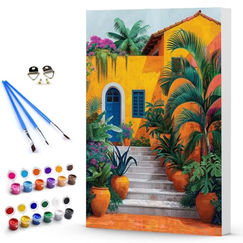 Malen Nach Zahlen Anlage HüTte Malen Nach Zahlen Kinde, Anfänger, Kreatives für Erwachsene Leinwand öLgemäld Kit, Mit 3 - Pinseln und Acrylfarbe, Frauen Home Deko Geschenk 40 x 50 CM -TL25031D von Generic