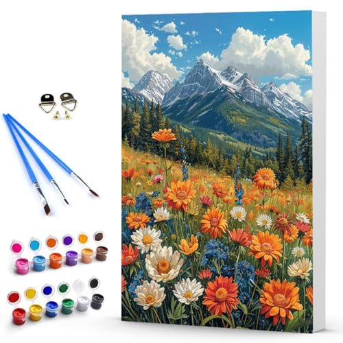 Malen Nach Zahlen Blume Abstrakt Malen Nach Zahlen Kinde, Anfänger, Kreatives für Erwachsene Leinwand öLgemäld Kit, Mit 3 - Pinseln und Acrylfarbe, Frauen Home Deko Geschenk 50 x 65 CM -TL25037D von Generic
