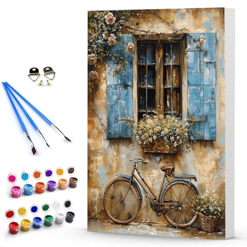 Malen Nach Zahlen Blume Fahrrad Malen Nach Zahlen Kinde, Anfänger, Kreatives für Erwachsene Leinwand öLgemäld Kit, Mit 3 - Pinseln und Acrylfarbe, Frauen Home Deko Geschenk 70 x 95 CM -TL2503PS von Generic