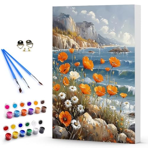 Malen Nach Zahlen Blume Meer Malen Nach Zahlen Kinde, Anfänger, Kreatives für Erwachsene Leinwand öLgemäld Kit, Mit 3 - Pinseln und Acrylfarbe, Frauen Home Deko Geschenk 20 x 30 CM -TL2503657U Malen Nach Zahlen Blume Meer Malen Nach Zahlen Kinde, Anfänger, Kreatives für Erwachsene Leinwand öLgemäld Kit, Mit 3 - Pinseln und Acrylfarbe, Frauen Home Deko Geschenk 20 x 30 CM -TL2503657U von Generic