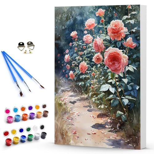 Malen Nach Zahlen Blume Rose Malen Nach Zahlen Kinde, Anfänger, Kreatives für Erwachsene Leinwand öLgemäld Kit, Mit 3 - Pinseln und Acrylfarbe, Frauen Home Deko Geburtstag Geschenk (20x30cm) -TL2503V8 von Generic
