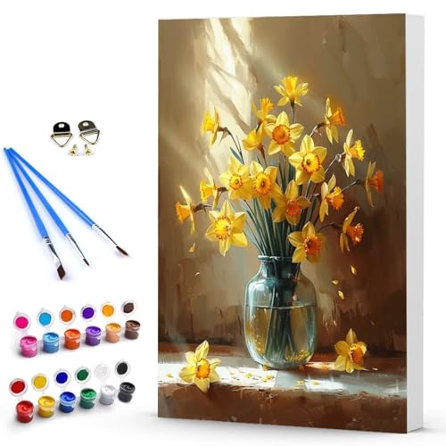 Malen Nach Zahlen Blume Vase Malen Nach Zahlen Kinde, Anfänger, Kreatives für Erwachsene Leinwand öLgemäld Kit, Mit 3 - Pinseln und Acrylfarbe, Frauen Home Deko Geschenk 100x135 cm -TL2503L19H von Generic