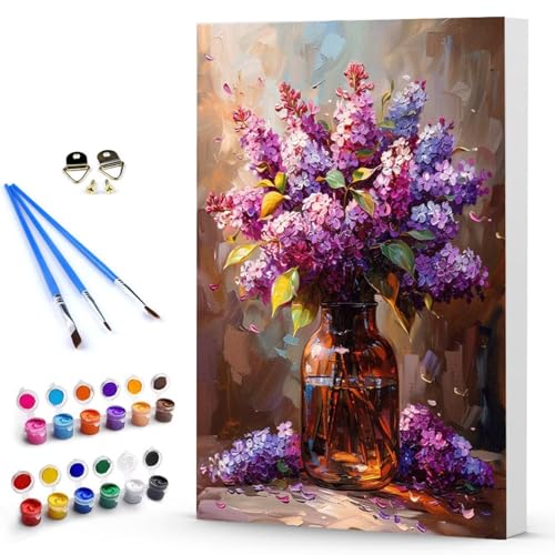 Malen Nach Zahlen Blume Vase Malen Nach Zahlen Kinde, Anfänger, Kreatives für Erwachsene Leinwand öLgemäld Kit, Mit 3 - Pinseln und Acrylfarbe, Frauen Home Deko Geschenk 100x135 cm -TL2503Y4F2 von Generic