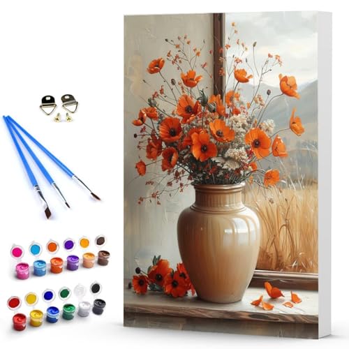 Malen Nach Zahlen Blume Vase Malen Nach Zahlen Kinde, Anfänger, Kreatives für Erwachsene Leinwand öLgemäld Kit, Mit 3 - Pinseln und Acrylfarbe, Frauen Home Deko Geschenk 40 x 60 cm -TL2503BP97 Malen Nach Zahlen Blume Vase Malen Nach Zahlen Kinde, Anfänger, Kreatives für Erwachsene Leinwand öLgemäld Kit, Mit 3 - Pinseln und Acrylfarbe, Frauen Home Deko Geschenk 40 x 60 cm -TL2503BP97 von Generic