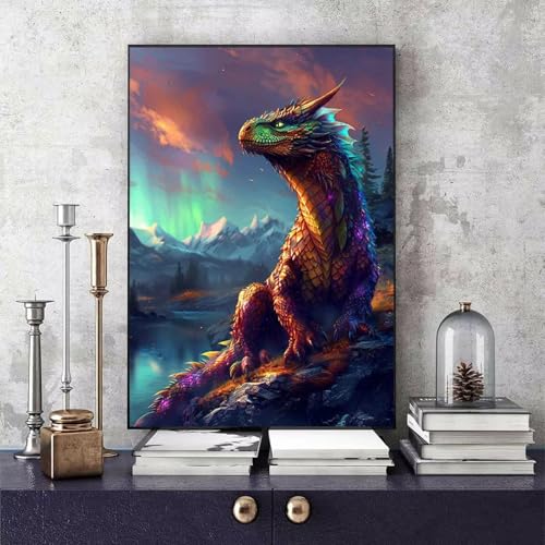 Malen Nach Zahlen Drachen Malen Nach Zahlen Erwachsene Tier DIY Paint by Numbers Bastelset Erwachsene Anfänger mit 3 Pinsel und Acrylfarben & Knitterfreie Leinwand für Zimmer Deko 20x30cm -bby2506TB von Generic