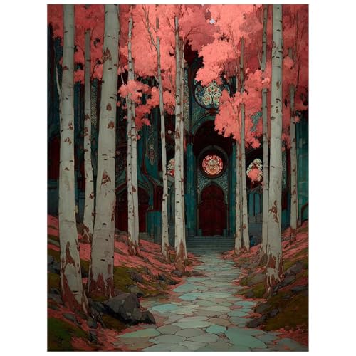 Malen Nach Zahlen Erwachsene, Malen Nach Zahlen Baum Leinwand Bilder Basteln Erwachsene Landschaft mit Farbe Leinwand zum Bemalen 55 x 40cm, Paint by Numbers als WandDeko wohnzimmer Geschenke 8YH-3160 von Generic