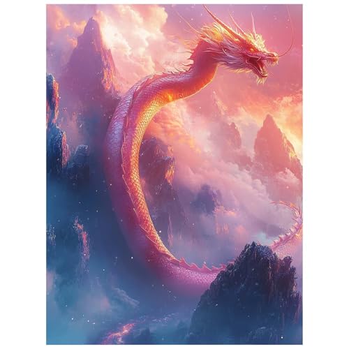 Malen Nach Zahlen Erwachsene, Malen Nach Zahlen Drachen Leinwand Bilder Basteln Erwachsene Landschaft mit Farbe Leinwand zum Bemalen 30 x 40 cm, Paint by Numbers als WandDeko wohnzimmer 8YH-5385 von Generic