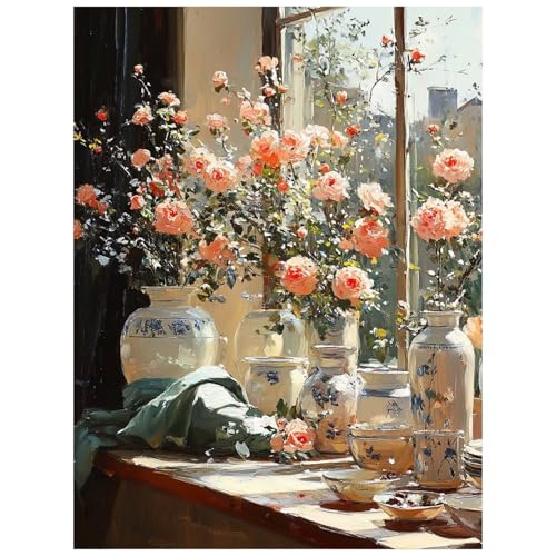 Malen Nach Zahlen Erwachsene, Malen Nach Zahlen Fensterbank Leinwand Bilder Basteln Erwachsene Blume mit Farbe Leinwand zum Bemalen 40 x 55 CM, Paint by Numbers als WandDeko wohnzimmer 8YH-1956 Malen Nach Zahlen Erwachsene, Malen Nach Zahlen Fensterbank Leinwand Bilder Basteln Erwachsene Blume mit Farbe Leinwand zum Bemalen 40 x 55 CM, Paint by Numbers als WandDeko wohnzimmer 8YH-1956 von Generic