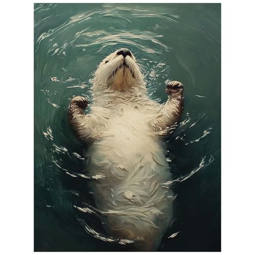 Malen Nach Zahlen Erwachsene, Malen Nach Zahlen Otter Leinwand Bilder Basteln Erwachsene Tier mit Farbe Leinwand zum Bemalen 50 x 70 CM, Paint by Numbers als WandDeko wohnzimmer Geschenke 8YH-3959 von Generic