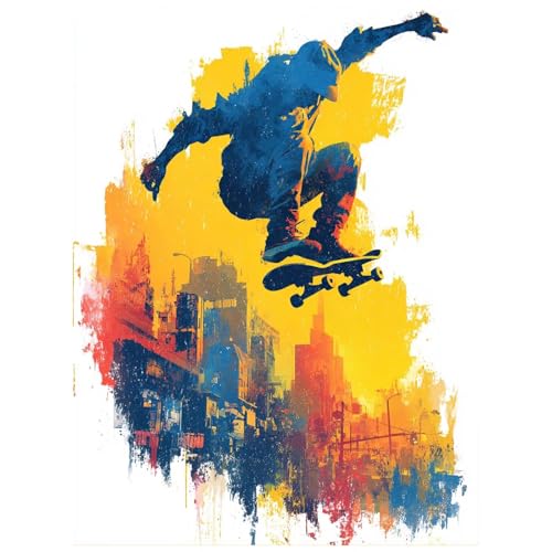 Malen Nach Zahlen Erwachsene, Malen Nach Zahlen Skateboard Leinwand Bilder Basteln Erwachsene Stadt mit Farbe Leinwand zum Bemalen 100x135CM Paint by Numbers als WandDeko wohnzimmer Geschenke 8YH-5404 von Generic