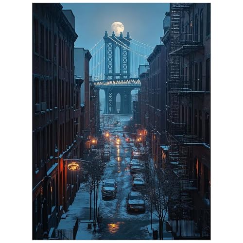 Malen Nach Zahlen Erwachsene, Malen Nach Zahlen Stadt Leinwand Bilder Basteln Erwachsene Brücke mit Farbe Leinwand zum Bemalen 70 x 95CM, Paint by Numbers als WandDeko wohnzimmer Geschenke 8YH-4045 von Generic