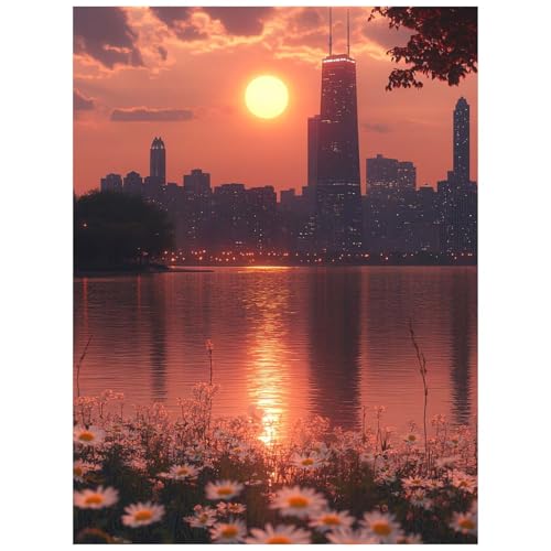 Malen Nach Zahlen Erwachsene, Malen Nach Zahlen Stadt Leinwand Bilder Basteln Erwachsene Dämmerung mit Farbe Leinwand zum Bemalen 30 x 40 CM Paint by Numbers als WandDeko wohnzimmer Geschenke 8YH-4867 von Generic