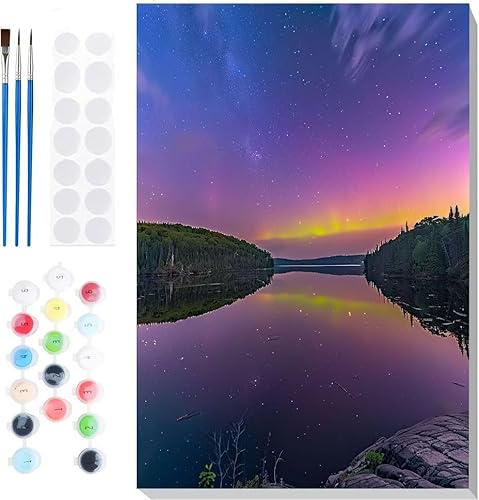 Malen Nach Zahlen Erwachsene, Malen nach Zahlen Kinder Abendbäume DIY Handgemal Acryl Ölmalerei auf Leinwand mit Pinseln, Wanddekoration Zuhause, Kreatives Hobby, Ohne Rahmen 16 x 20 in B-102 von Generic
