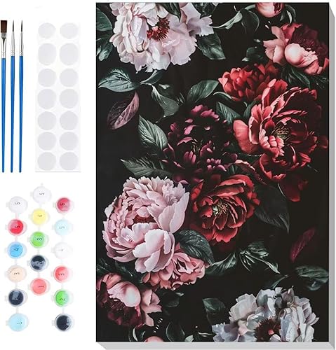 Malen Nach Zahlen Erwachsene, Malen nach Zahlen Kinder Blumen Gras DIY Handgemal Acryl Ölmalerei auf Leinwand mit Pinseln, Wanddekoration Zuhause, Kreatives Hobby, Ohne Rahmen 24 x 32 in B-37 von Generic