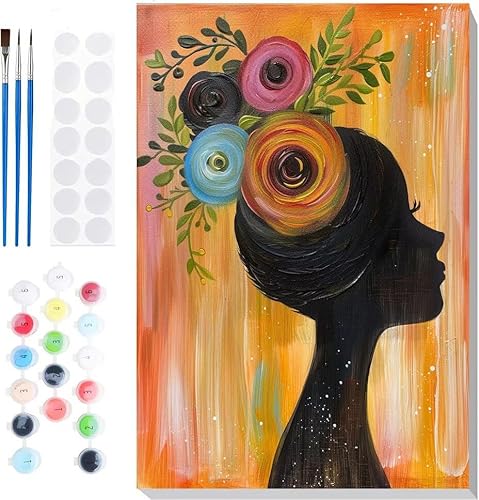Malen Nach Zahlen Erwachsene, Malen nach Zahlen Kinder Blumen Schönheit DIY Handgemal Acryl Ölmalerei auf Leinwand mit Pinseln, Wanddekoration Zuhause, Kreatives Hobby, Ohne Rahmen 32 x 44 in B-51 von Generic