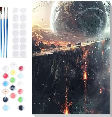 Malen Nach Zahlen Erwachsene, Malen nach Zahlen Kinder Boot Klippe DIY Handgemal Acryl Ölmalerei auf Leinwand mit Pinseln, Wanddekoration Zuhause, Stressabbau Kreatives Hobby, Ohne Rahmen 12x16 in B9 von Generic