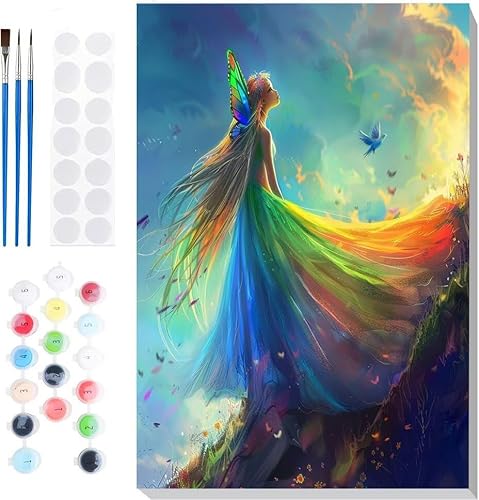 Malen Nach Zahlen Erwachsene, Malen nach Zahlen Kinder Flügel Schmetterlinge DIY Handgemal Acryl Ölmalerei auf Leinwand mit Pinseln, Wanddekoration Zuhause, Kreatives Hobby, Ohne Rahmen 8 x 12 in B-8 von Generic