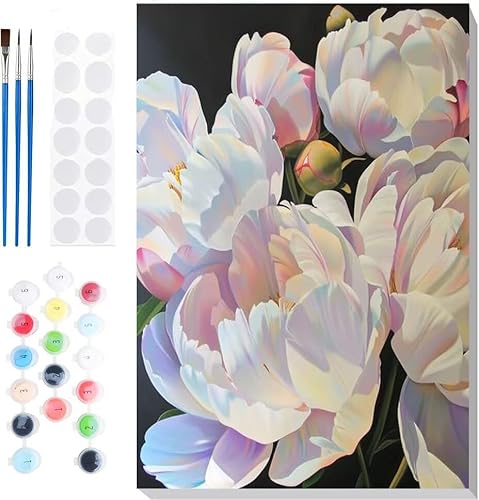 Malen Nach Zahlen Erwachsene, Malen nach Zahlen Kinder Landschaft Blumen DIY Handgemal Acryl Ölmalerei auf Leinwand mit Pinseln, Wanddekoration Zuhause, Kreatives Hobby, Ohne Rahmen 24 x 32 in B-17 von Generic