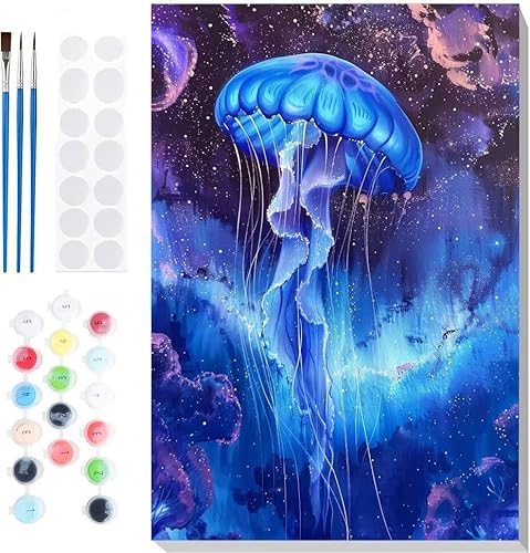 Malen Nach Zahlen Erwachsene, Malen nach Zahlen Kinder Medusa Sternenhimmel DIY Handgemal Acryl Ölmalerei auf Leinwand mit Pinseln, Wanddekoration Zuhause, Kreatives Hobby, Ohne Rahmen 36x48 in B-96 von Generic
