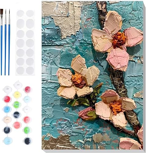 Malen Nach Zahlen Erwachsene, Malen nach Zahlen Kinder Präumenbäume DIY Handgemal Acryl Ölmalerei auf Leinwand mit Pinseln, Wanddekoration Zuhause, Kreatives Hobby, Ohne Rahmen 36 x 48 in B-76 von Generic