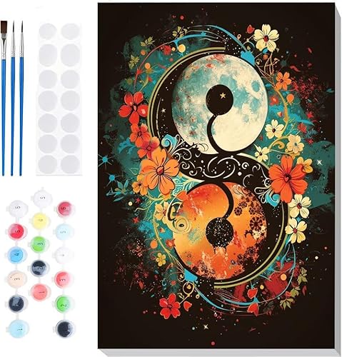 Malen Nach Zahlen Erwachsene, Malen nach Zahlen Kinder Sternenhimmel Blumen DIY Handgemal Acryl Ölmalerei auf Leinwand mit Pinseln, Wanddekoration Zuhause, Kreatives Hobby, Ohne Rahmen 12x16 in B-107 von Generic