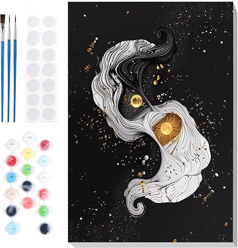 Malen Nach Zahlen Erwachsene, Malen nach Zahlen Kinder Sternenhimmel Mond DIY Handgemal Acryl Ölmalerei auf Leinwand mit Pinseln, Wanddekoration Zuhause, Kreatives Hobby, Ohne Rahmen 24 x 32 in B-109 von Generic