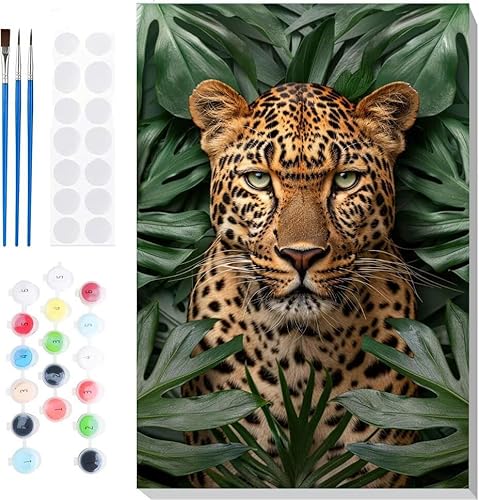 Malen Nach Zahlen Erwachsene, Malen nach Zahlen Kinder Tiere Leopard DIY Handgemal Acryl Ölmalerei auf Leinwand mit Pinseln, Wanddekoration Zuhause, Kreatives Hobby, Ohne Rahmen 14 x 20 in B-13 Malen Nach Zahlen Erwachsene, Malen nach Zahlen Kinder Tiere Leopard DIY Handgemal Acryl Ölmalerei auf Leinwand mit Pinseln, Wanddekoration Zuhause, Kreatives Hobby, Ohne Rahmen 14 x 20 in B-13 von Generic