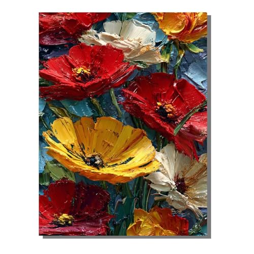 Malen Nach Zahlen Erwachsene Abstrakt, Groß DIY Malen Nach Zahlen Blume, Anfänger Frauen Bastelset, Pinsel und 36 Acrylfarbe, Paint by Numbers Basteln für Wand Dekor Geschenk 100x135cm ZBSWK76 von Generic