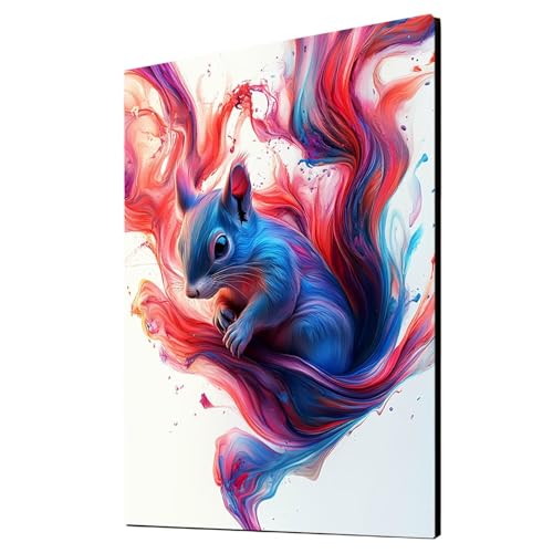 Malen Nach Zahlen Erwachsene Abstrakt DIY Set Erwachsene mit Leinwand zum Bemalen Eichhörnchen 55 x 40 cm 36 Farben Acrylfarben Set und Pinsel, Malen Nach Zahlen Kinder für Deko Wohnzimmer 2YH-5164 von Generic