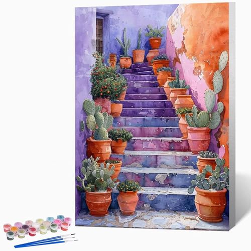 Malen Nach Zahlen Erwachsene Anlage Malen Nach Zahlen Landschaft, Bastelset Erwachsene Mit 3-Pinseln Und Acrylfarbe, DIY Handgemalt öLgemäLde Kit FüR Geschenke, Deko 30x40cm Ohne Rahmen -LKF074814 von Generic