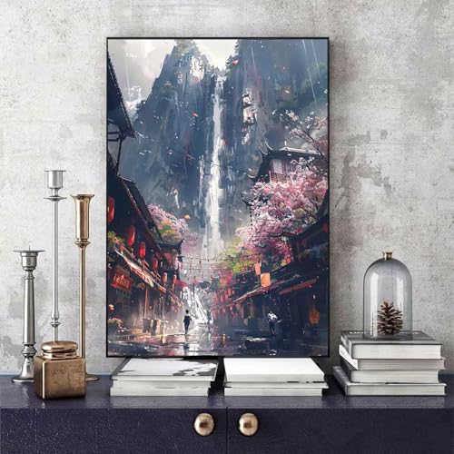 Malen Nach Zahlen Erwachsene Antike Gebäude Malen Nach Zahlen Fallen, DIY Set Erwachsene Paint by Numbers mit 3 Pinsel und Acrylfarben für Zimmer Deko Wohnzimmer, Geschenke 50 X 65 CM -bby25062T von Generic