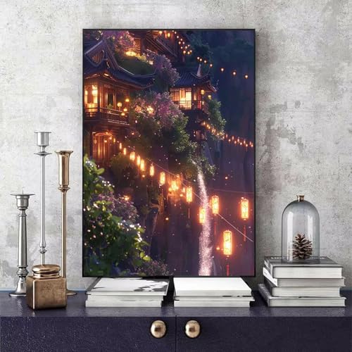 Malen Nach Zahlen Erwachsene Antike Gebäude Malen Nach Zahlen Landschaft, DIY Set Erwachsene Paint by Numbers mit 3 Pinsel und Acrylfarben für Zimmer Deko Wohnzimmer, Geschenke 60 X 80 CM -bby2506RX von Generic