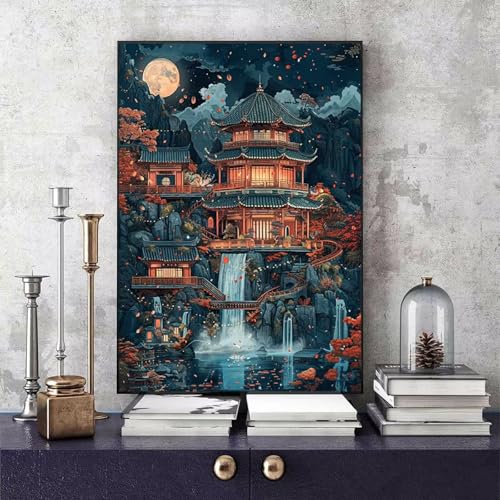 Malen Nach Zahlen Erwachsene Antike Gebäude Malen Nach Zahlen Landschaft, DIY Set Erwachsene Paint by Numbers mit 3 Pinsel und Acrylfarben für Zimmer Deko Wohnzimmer, Geschenke 70 x 95 cm -bby2506K3 von Generic