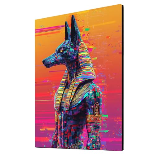 Malen Nach Zahlen Erwachsene Anubis DIY Set Erwachsene mit Leinwand zum Bemalen Ägypten 110 x 80 cm 36 Farben Acrylfarben Set und Pinsel, Malen Nach Zahlen Kinder für Deko Wohnzimmer Geschenke 2YH4128 von Generic