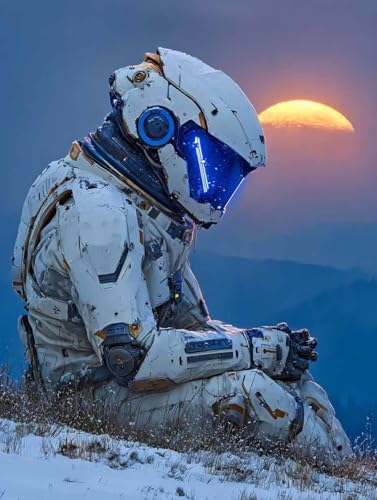 Malen Nach Zahlen Erwachsene Astronaut, DIY Basteln Erwachsene Leinwand Kit für Wanddeko, Sonnenuntergang Malen Nach Zahlen Mit Pinseln und Acrylfarbe, DIY Paint by Numbers, Geschenke, 30x40cm 8-7715 von Generic