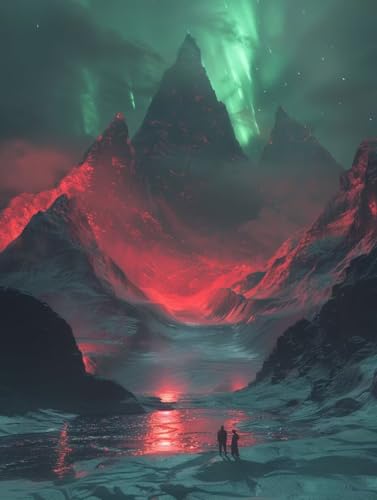 Malen Nach Zahlen Erwachsene Aurora Malen Nach Zahlen Schneeszene, Painting by Numbers, DIY Basteln Erwachsene Handgemalt Ölgemälde Set Mit Pinseln und Acrylfarbe für Zimmer Deko 60x80cm 7-2551 von Generic