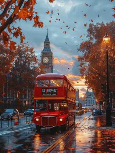 Malen Nach Zahlen Erwachsene Auto, Malen Nach Zahlen Big Ben, Paint by Numbers Bastelset Erwachsene DIY Handgemalt Ölgemälde Leinwand Kits für Wanddeko, Geschenke für Frauen Anfänger 100x130cm G-5075 von Generic