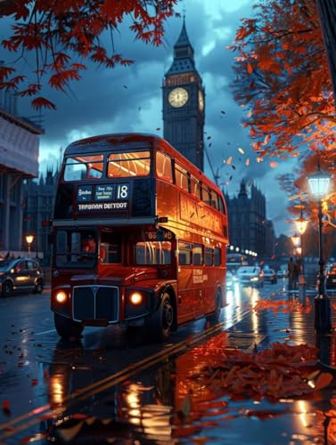Malen Nach Zahlen Erwachsene Auto, Malen Nach Zahlen Big Ben, Paint by Numbers Bastelset Erwachsene DIY Handgemalt Ölgemälde Leinwand Kits für Wanddeko, Geschenke für Frauen Anfänger 60x80cm 1-8331 von Generic