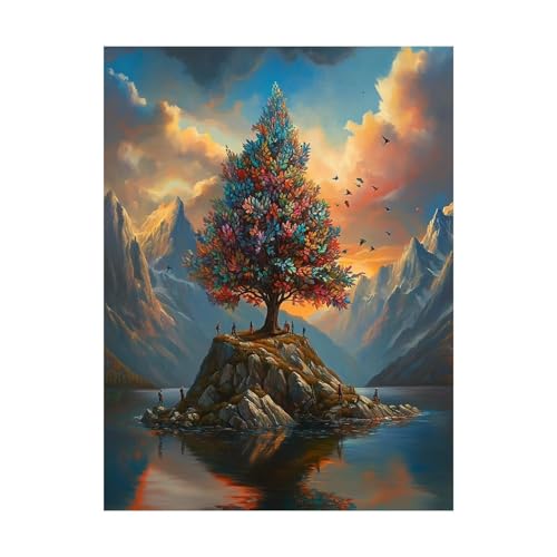 Malen Nach Zahlen Erwachsene Baum DIY Set Erwachsene mit Leinwand zum Bemalen Landschaft 135x100 CM 36 Farben Acrylfarben Set und Pinsel, Malen Nach Zahlen Kinder für Zimmer Deko Geschenke 2YH-14774 von Generic