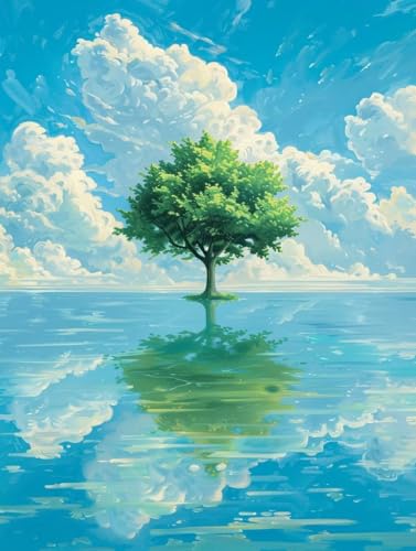 Malen Nach Zahlen Erwachsene Baum Malen Nach Zahlen Wolke, Painting by Numbers, DIY Basteln Erwachsene Handgemalt Ölgemälde Set Mit Pinseln und Acrylfarbe für Zimmer Deko Geschenke 100x130cm I-2743 von Generic